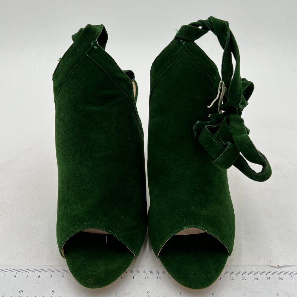 YDN Green Peep Toe Bootie Pumps Slingback High Heels Lace-up Evening Sandals Sho - Picture 3 of 8